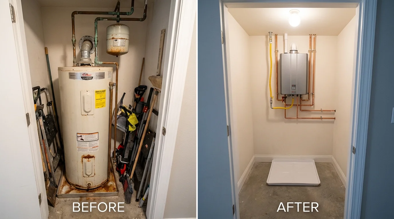 Tank water heater versus wall-mounted tankless unit comparison for Campo, CA homeowners