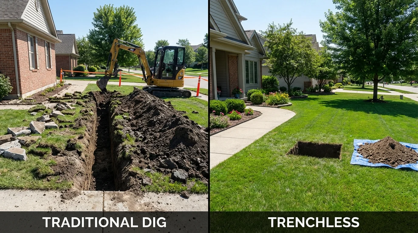 Trenchless sewer repair with minimal yard damage versus traditional excavation in Campo, CA